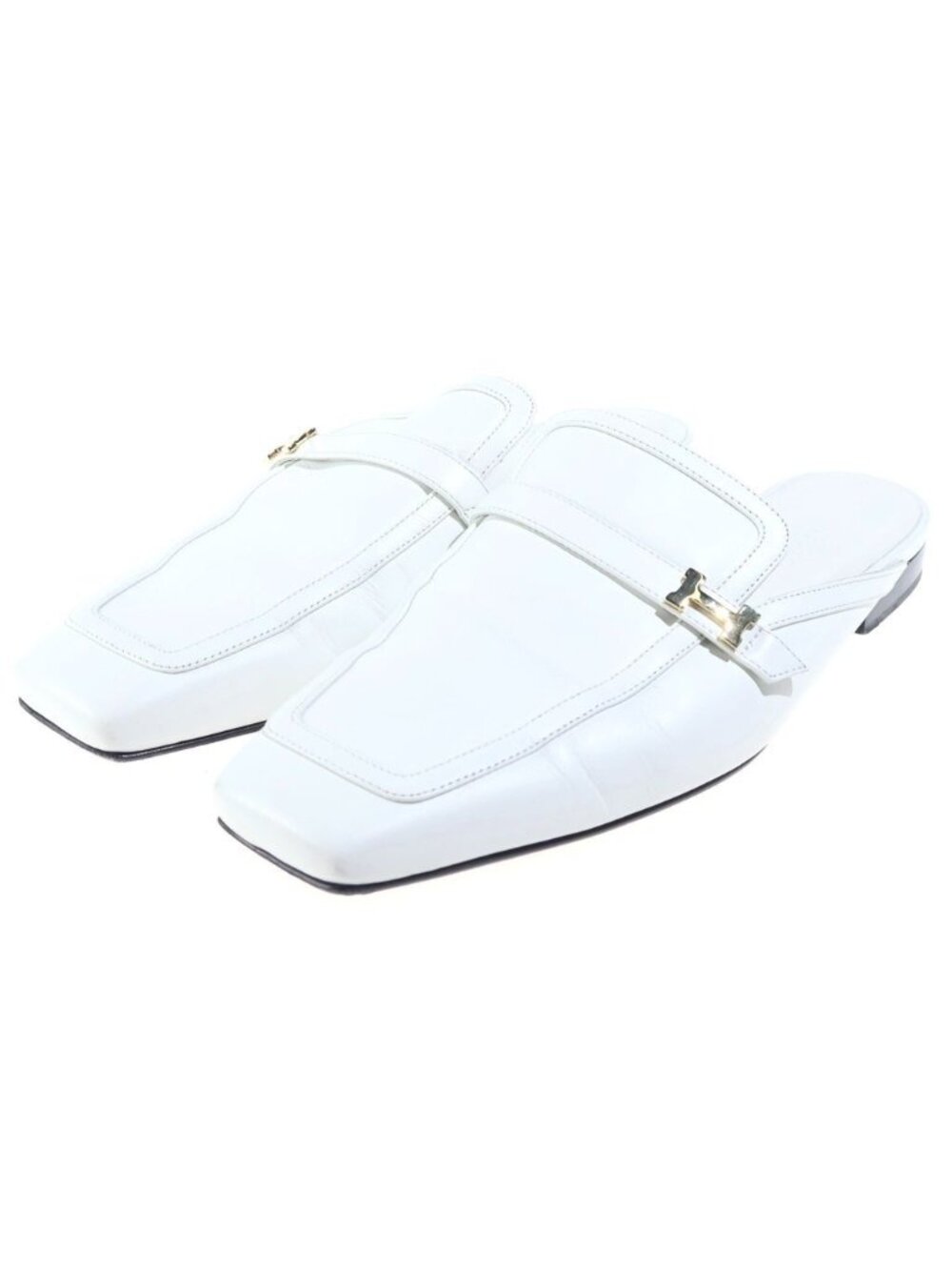 Hermes Groupie Leather Sandals White Gold